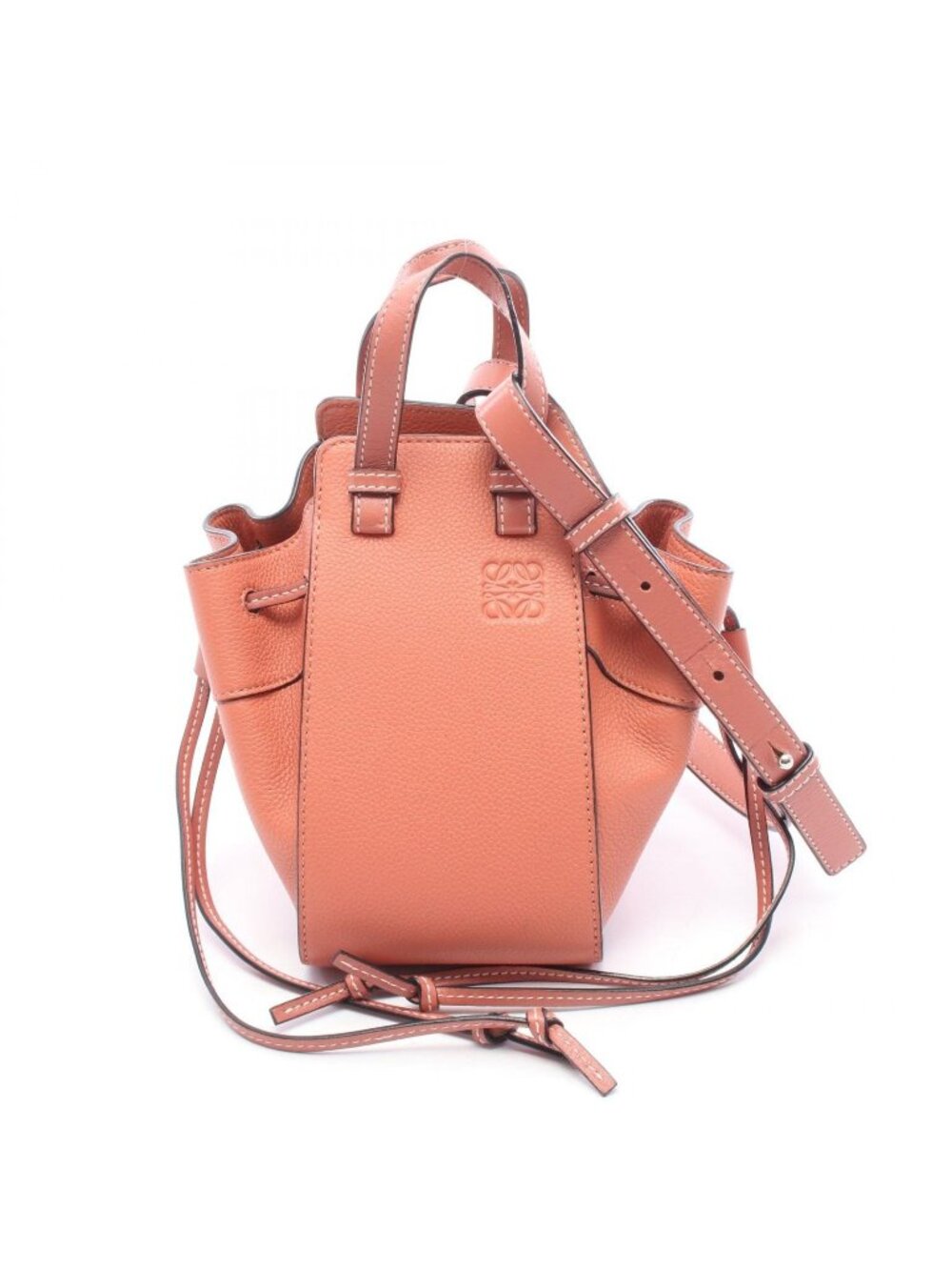 Loewe Handbag Hammock Drawstring Bag Mini 2-Way Coral Pink Leather